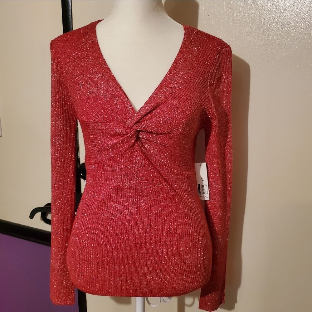 V neck long sleeve sweater